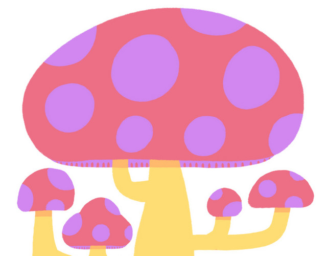 手绘卡通蘑菇素材