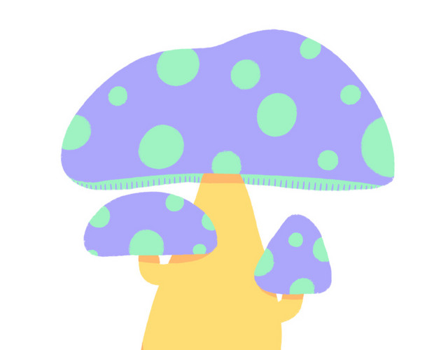 手绘卡通蘑菇素材