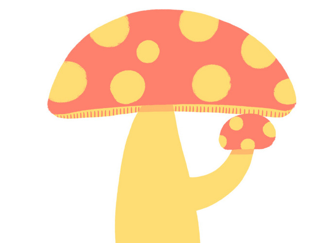 卡通彩色波点蘑菇素材