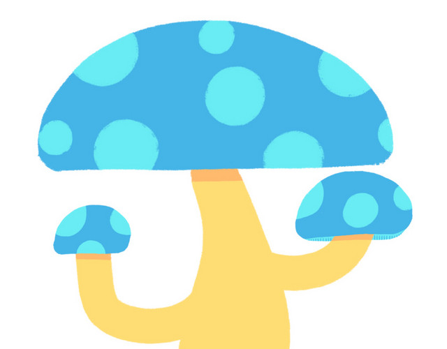 卡通彩色波点蘑菇素材
