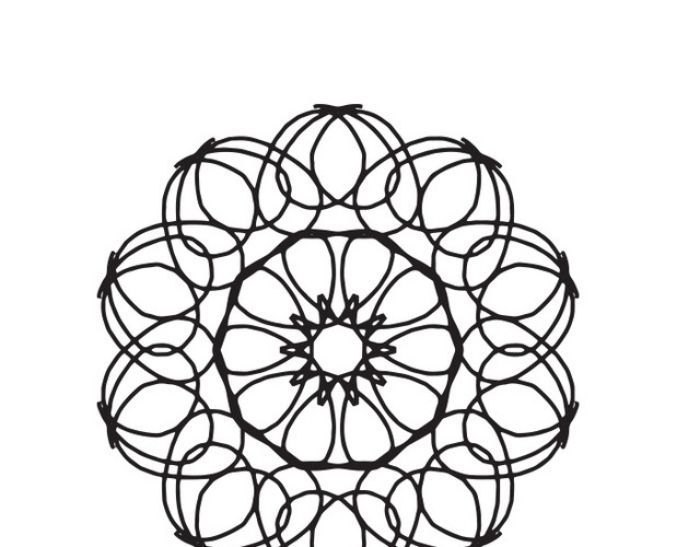 素描黑色剪影线条花纹个性拼接圆形素材
