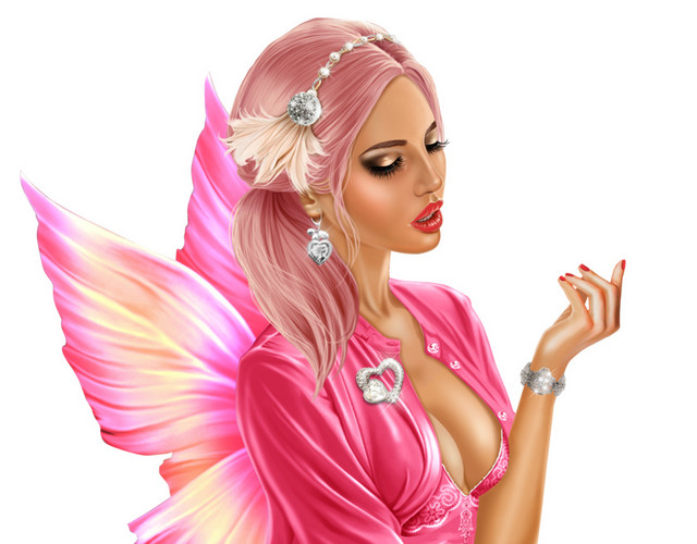动漫美女粉色性感裙子翅膀素材