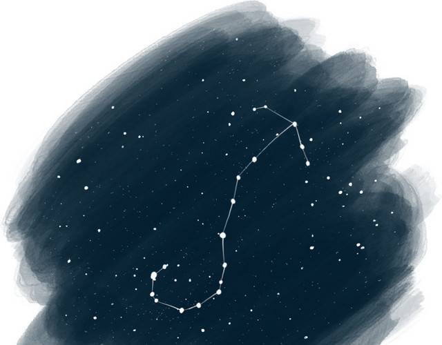 繁星星空手绘星座天蝎座涂鸦笔刷渲染