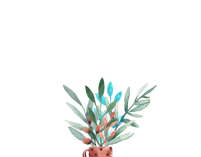 马克杯花朵插花手绘