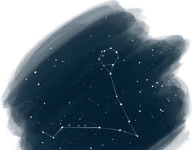 星空星座双鱼座手绘涂鸦笔刷渲染