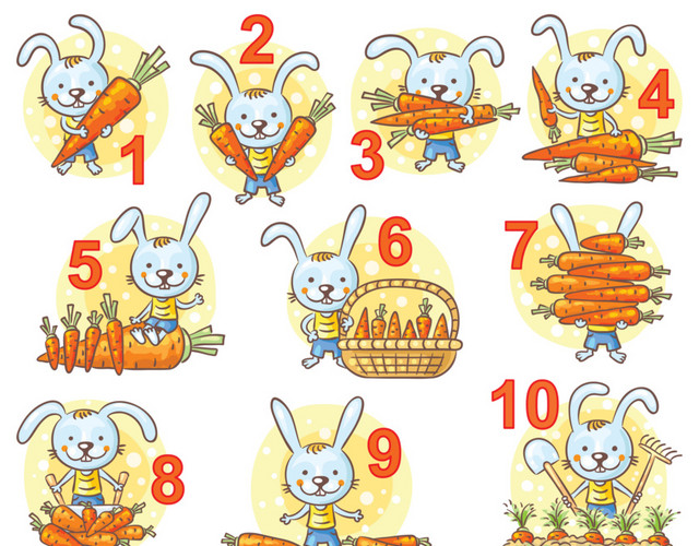 可爱卡通兔子图标插图矢量素材