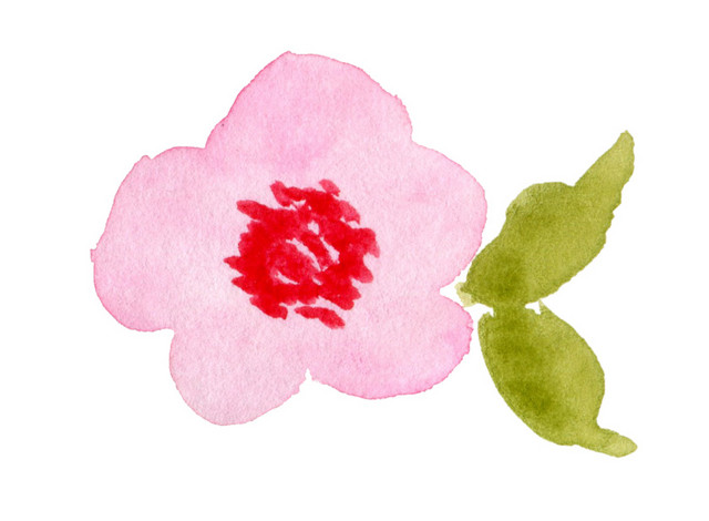 水彩儿童涂鸦粉色小花素材