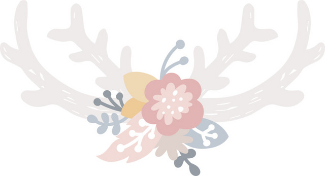 花朵鹿角卡通素材