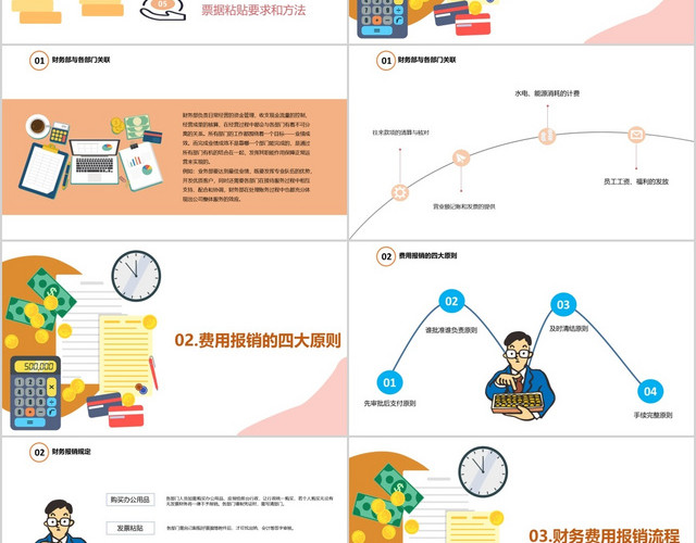 简约橙黄色财务费用报销培训主题PPT模板