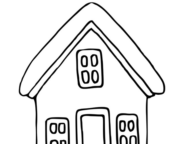 黑色简笔画建筑房子素材