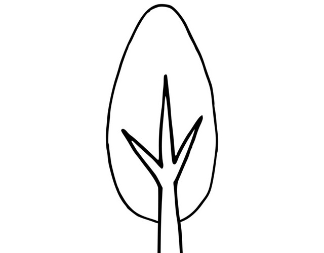 简笔画素描黑色线条树木枝丫素材