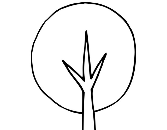 简笔画素描黑色线条树木素材