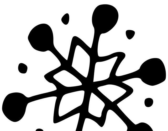 简笔画黑色剪影多边形雪花花纹素材