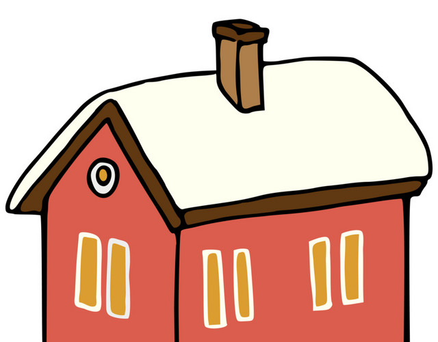 红色卡通建筑房屋素材