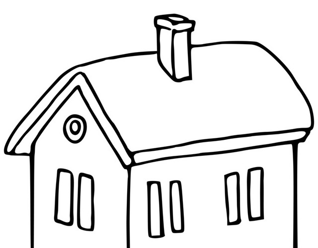 黑色简笔画建筑房子烟囱素材