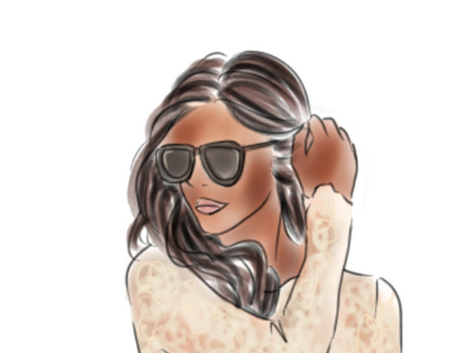 素描人物时尚蕾丝裙子美女素材