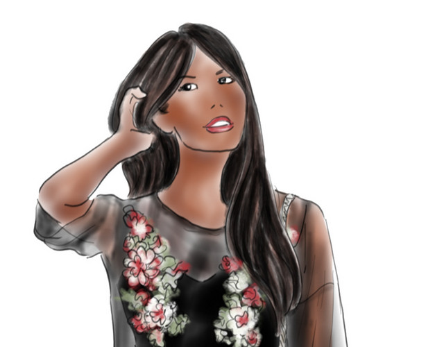素描人物时尚美女黑色系衣服素材