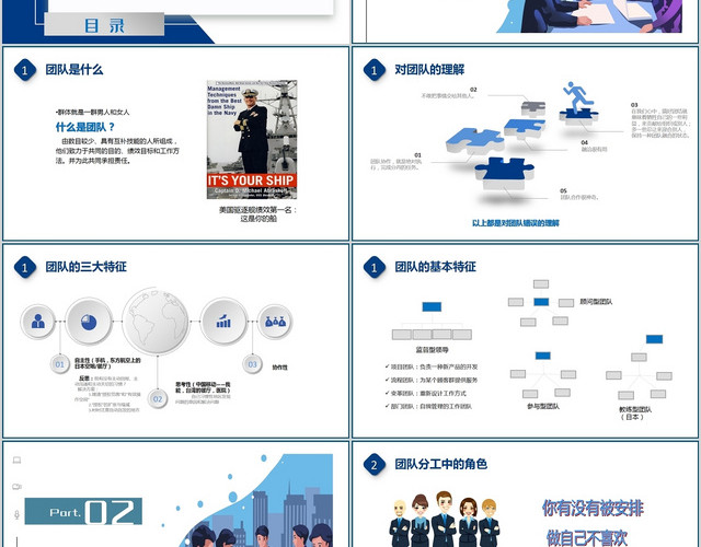 蓝色商务企业团队员工分工与协作技能培训企业培训PPT模板