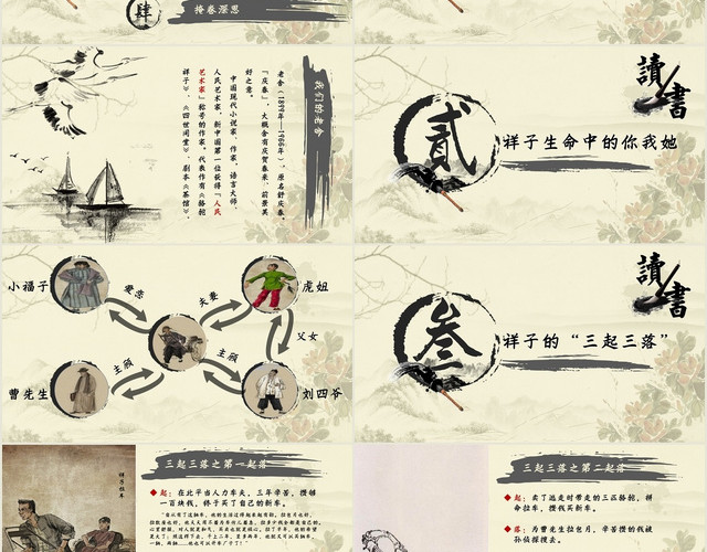 中国水墨风骆驼祥子读书分享会PPT模板