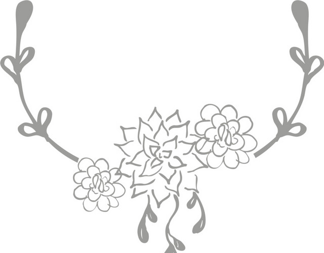 黑色手绘线条花环矢量素材