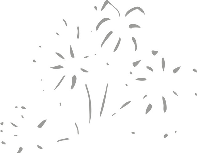 黑色手绘线条烟花矢量素材