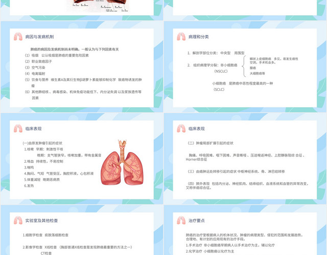 蓝色可爱医疗肺癌护理查房课件培训PPT