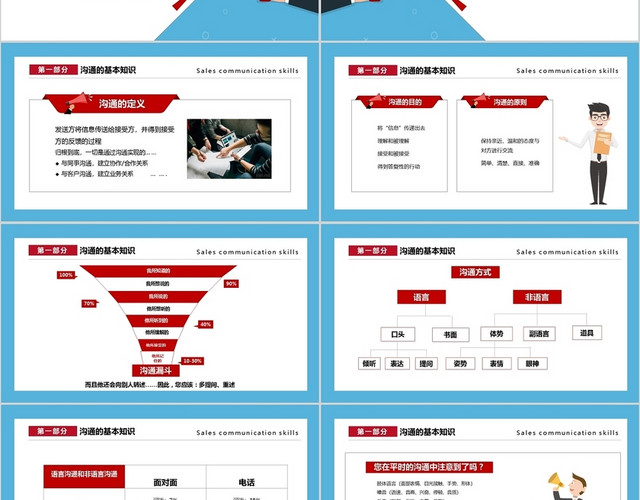 蓝色简约商务企业培训销售沟通技巧课件企业培训PPT