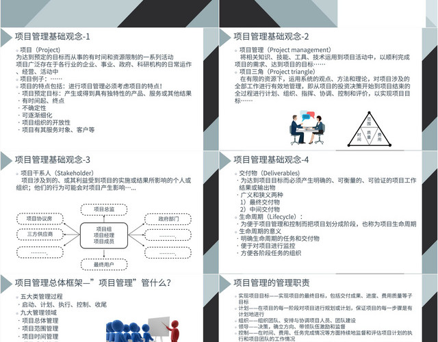 绿色灰色简约几何项目管理概论PPT模板