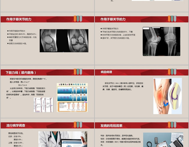 红色膝关节骨性关节炎健康教育讲座膝关节炎护理查房PPT模板