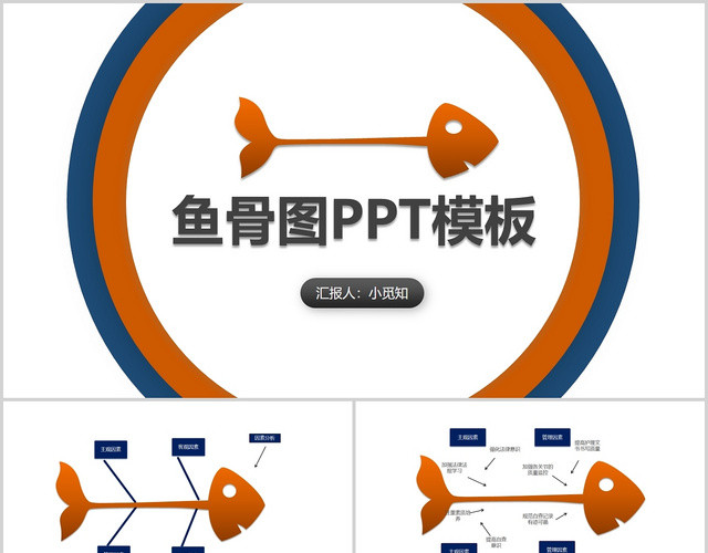 商务精品鱼骨图PPT模板