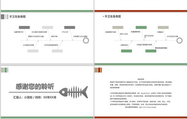 简约风手卫生鱼骨图图形结合PPT模板