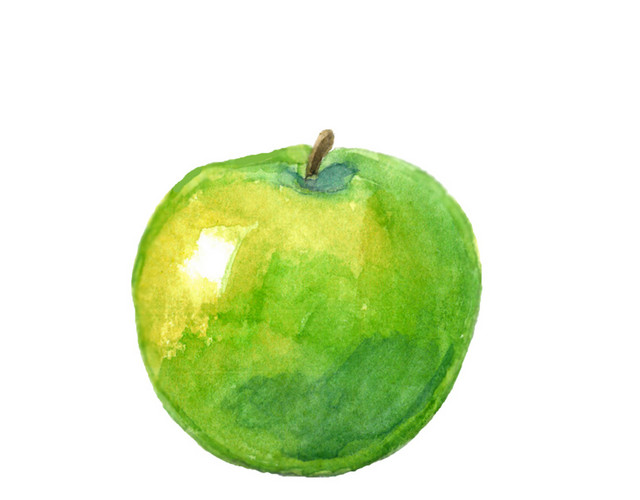 青苹果清新插画素材