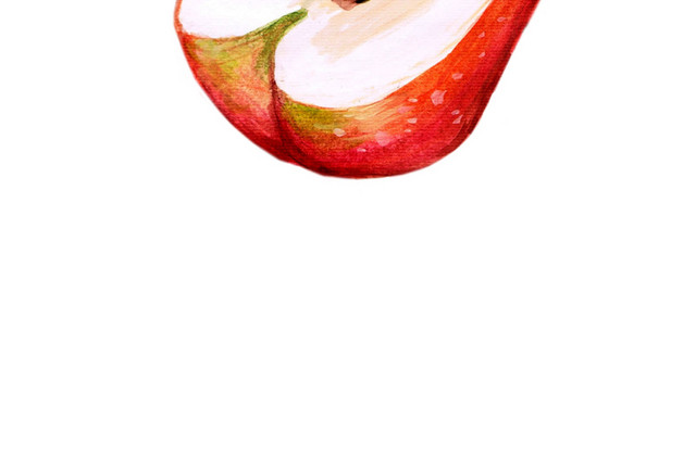 半个红苹果插画素材