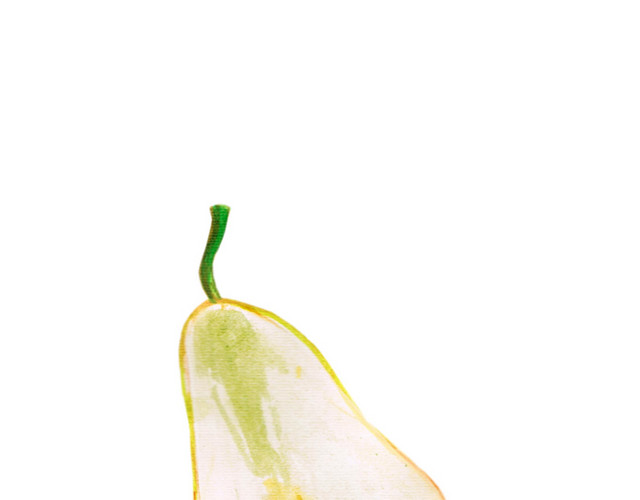半个梨子水彩插画素材