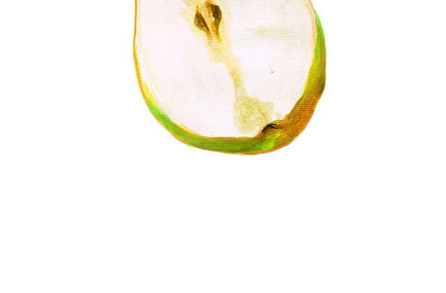 半个梨子水彩插画素材