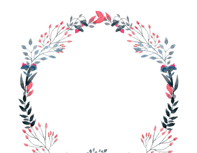 彩色花环花叶素材