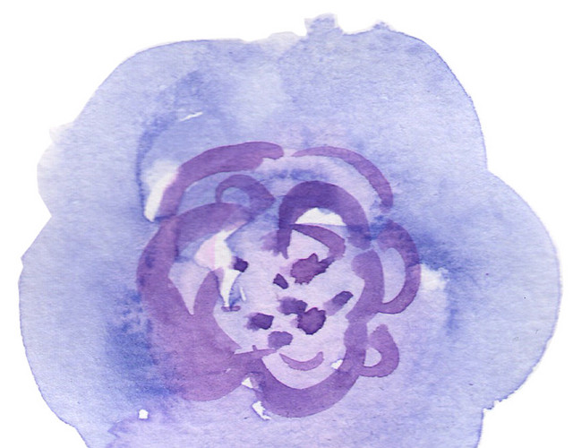 彩色小清新水彩花卉插画蓝花