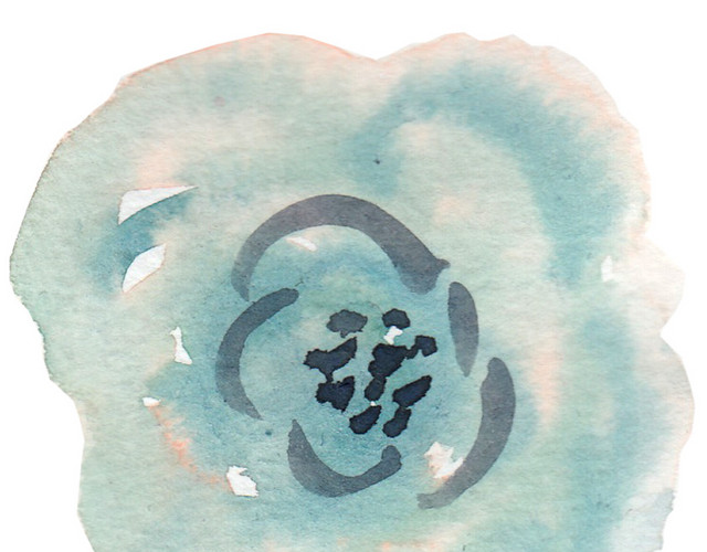 蓝色小清新水彩花卉插画