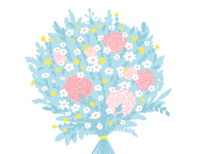 蓝色简约花朵教师节图片下载素材