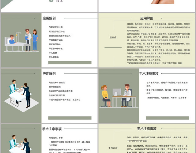 灰绿色简约风气管切开术气管切开护理查房PPT模板