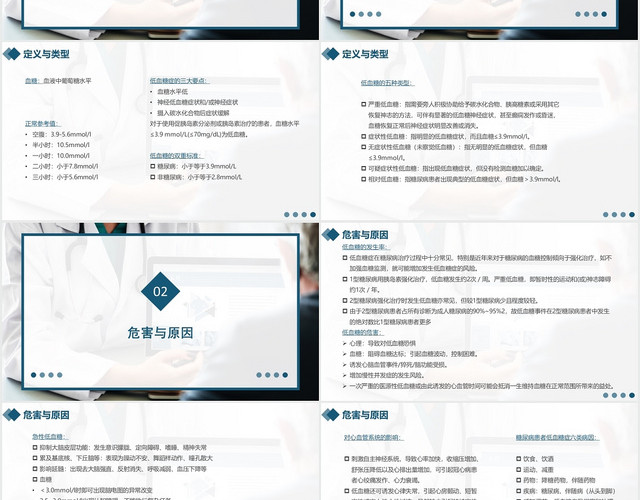 蓝色商务风低血糖护理查房糖尿病相关的低血糖症PPT模板