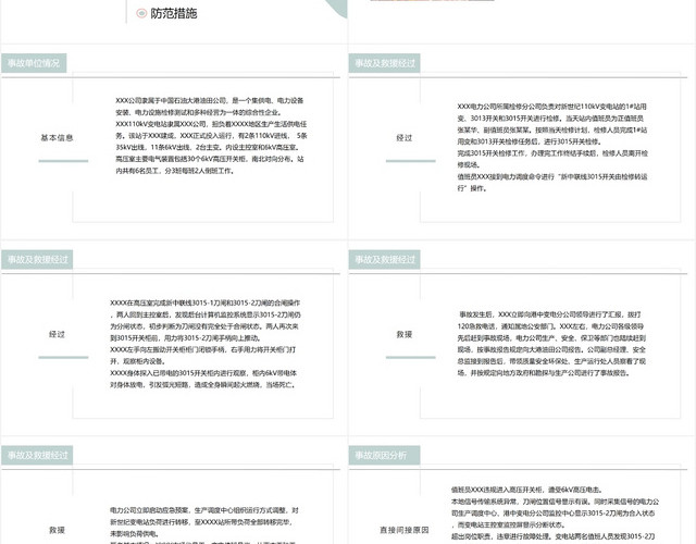 绿色简洁实用风XX电力公司触电亡人事故安全经验分享PPT模板