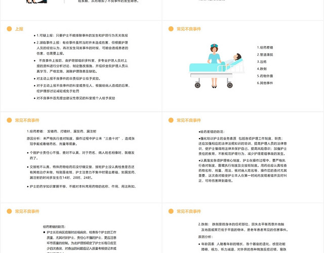 黄色简约风护理不良事件分析及防范护理查房制度PPT模板