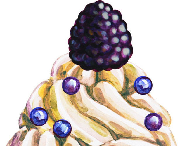 水彩蛋糕甜点素材