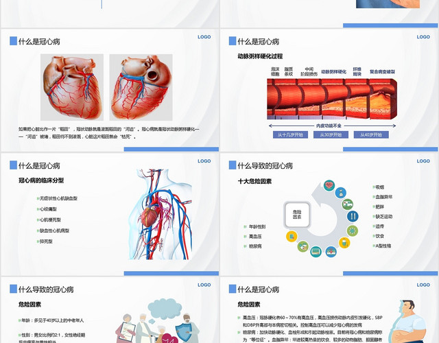 白色简约风医疗冠心病健康知识宣教培训PPT模板