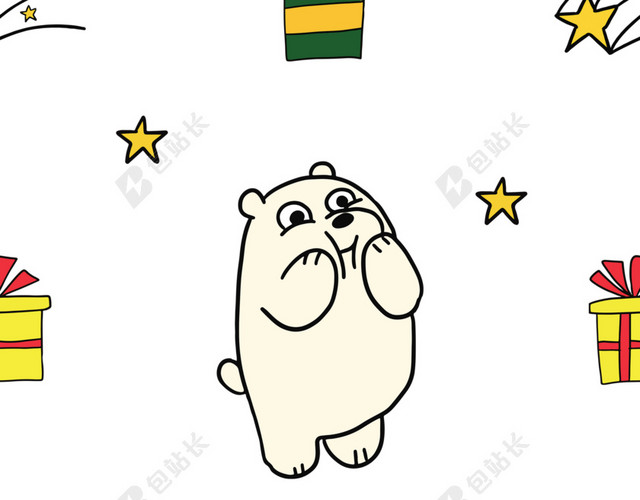 手绘卡通小熊背景素材