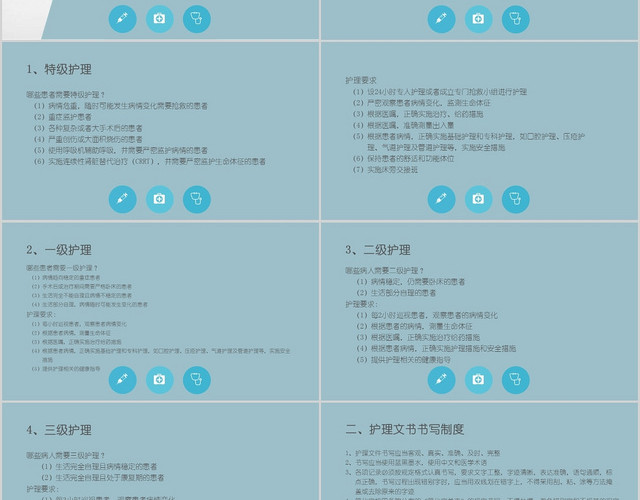 蓝色商务护理查房制度护理核心制度培训PPT模板