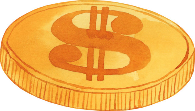 彩色手绘金币矢量素材