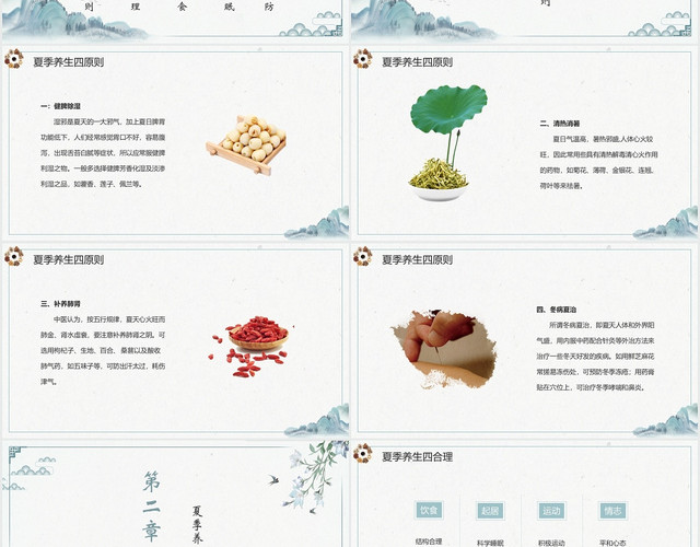 绿色中国风夏季养生知识夏季养生PPT模板