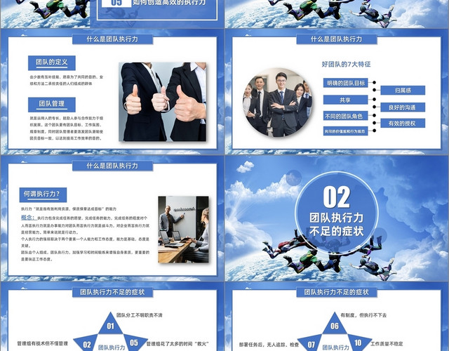 蓝色商务公司企业团队执行力培训课件PPT模板